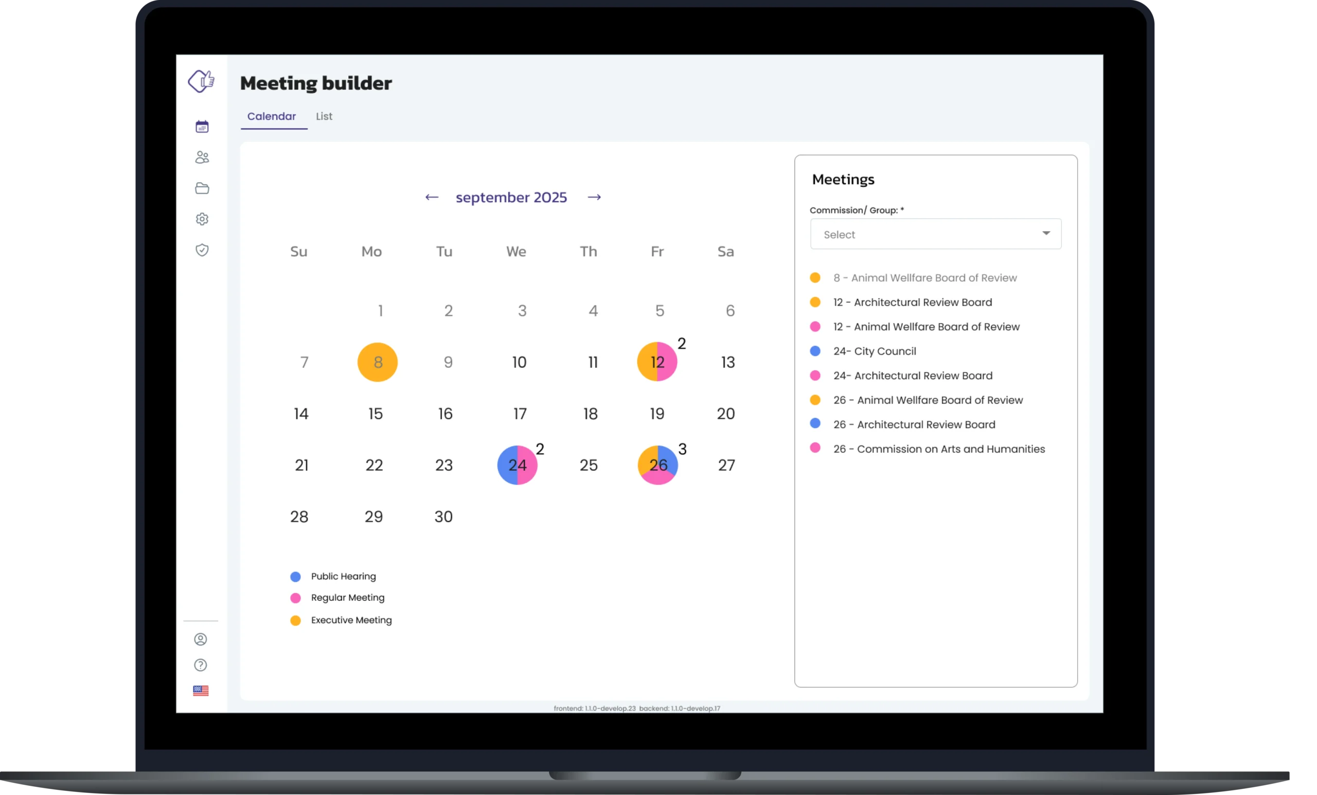 Meet & Vote meeting and voting software - Calendar