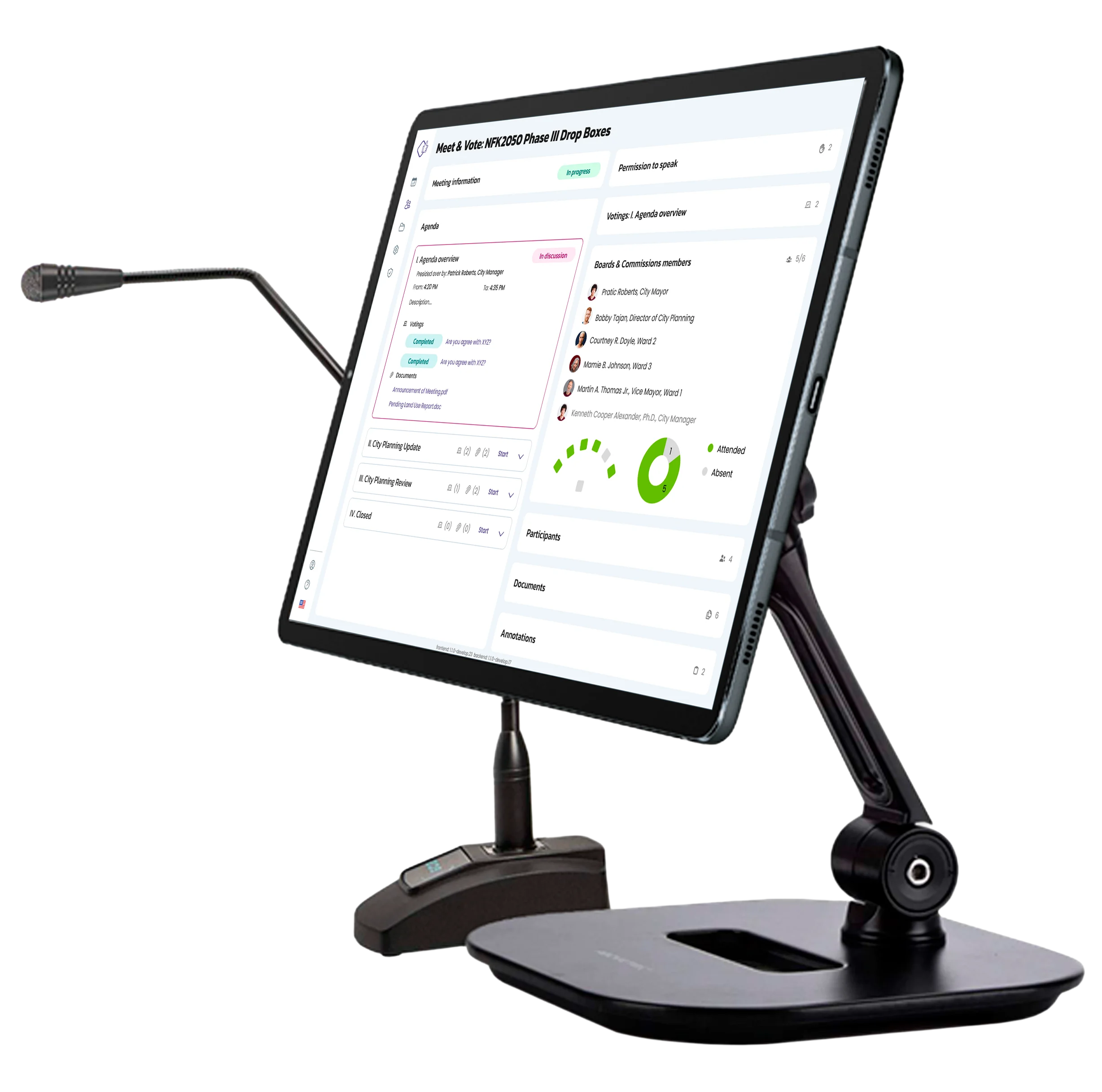 Meet & Vote meeting and voting software dashboard for governing bodies